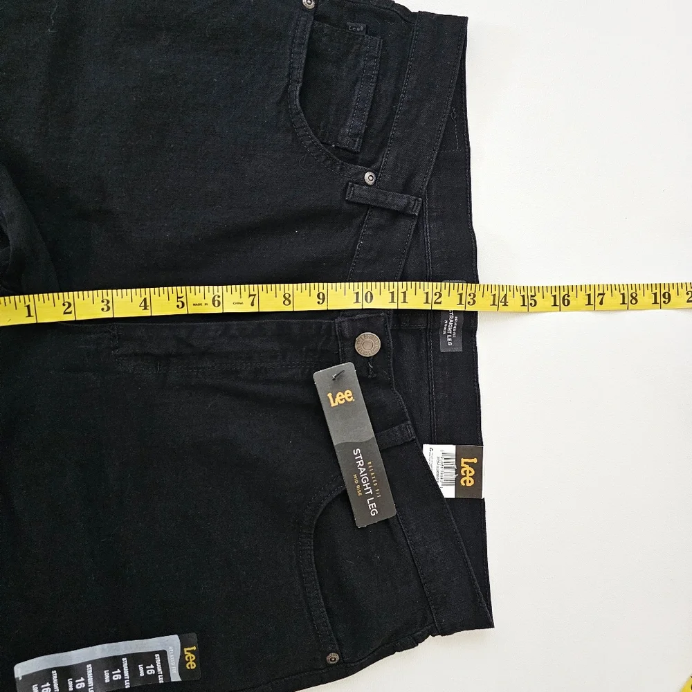 Lee Women’s Relaxed Fit Straight Leg Jeans Black Onyx Size 16 Long Mid Rise NWT - Picture 11 of 14